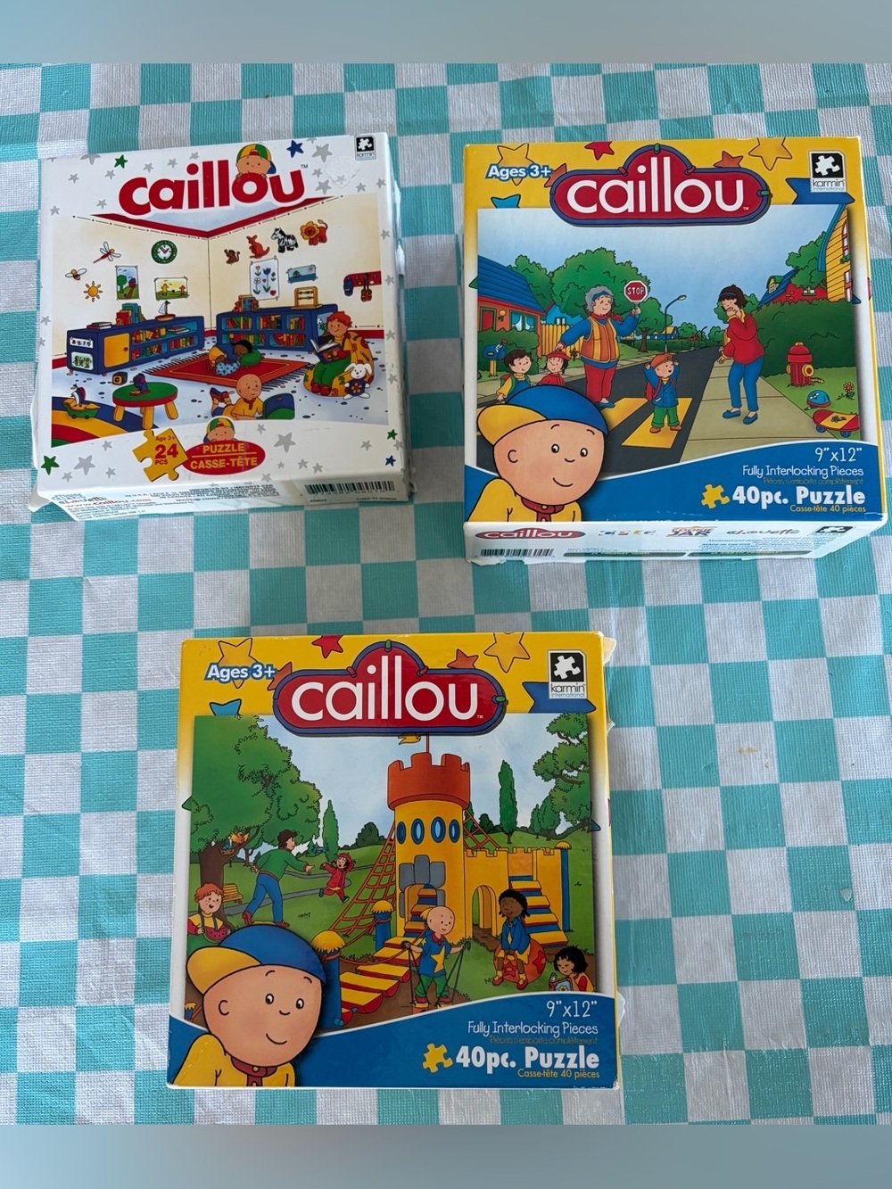 Vintage Caillou Puzzle Lot 3 Complete Karmin Kids Jigsaw 24 & 40 Pieces